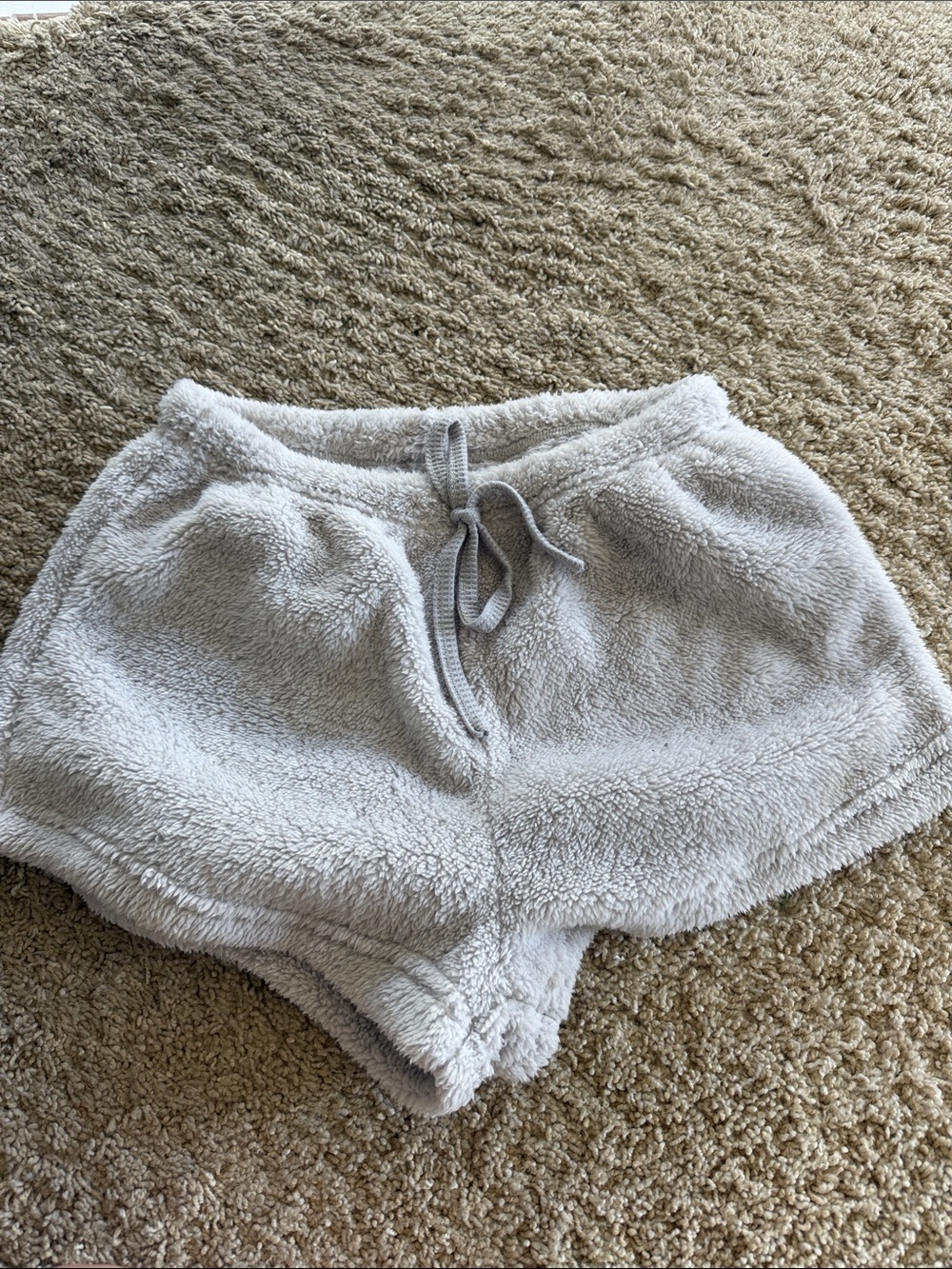 Cozy Plush Lounge Shorts in Light Gray